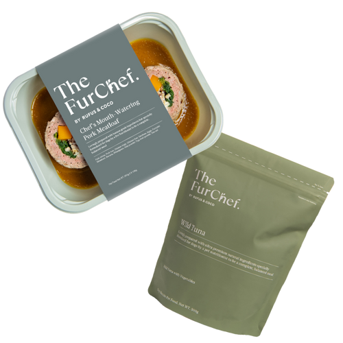 Pork Meatloaf Dining Package (Meal & Wild Tuna Biscuits)